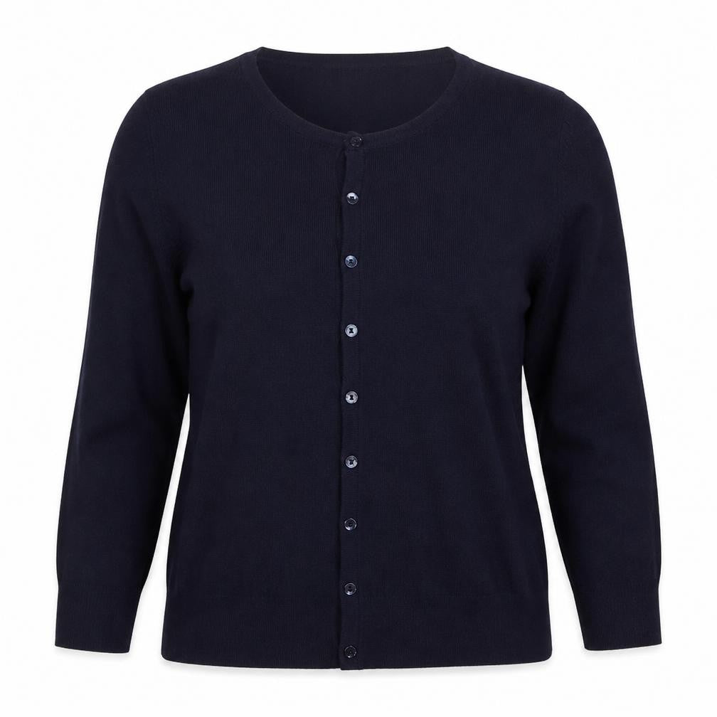 Hepburn Womens Blue Crew Neck  Viscose Cardigan Jumper Size M