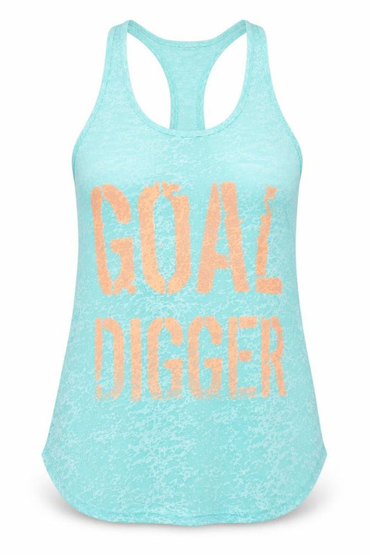 Front view of Atmosphere women’s black polyester basic tank, size UK 8, scoop neck - goal digger