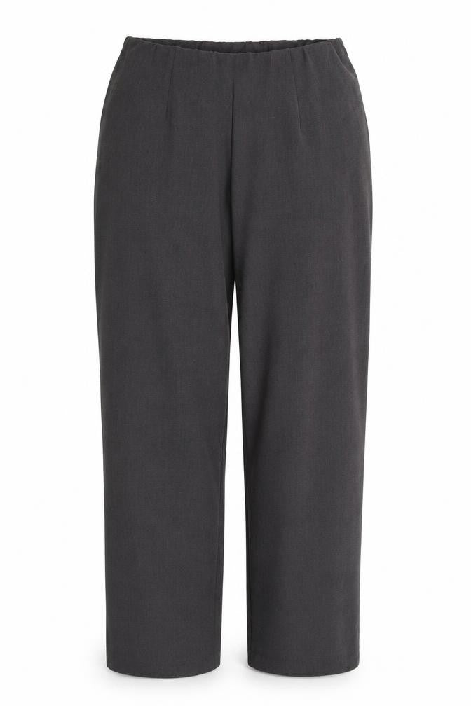 Front view of Classics women’s grey polyester trousers, size UK 14, 27-inch leg regular