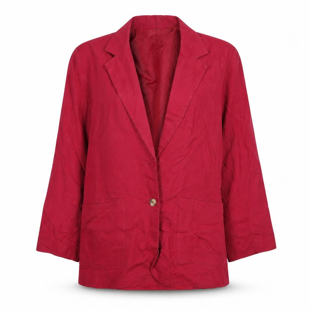 Front view of Colourways women’s pink linen jacket suit jacket, size UK 14