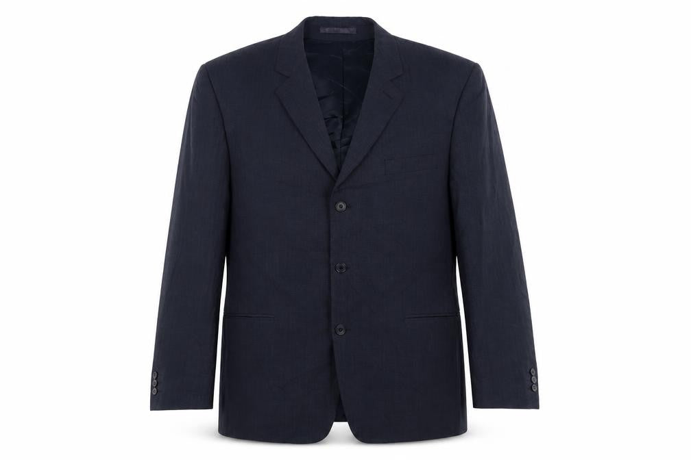 Front view of Karl Jackson men’s blue wool jacket suit jacket, size 44