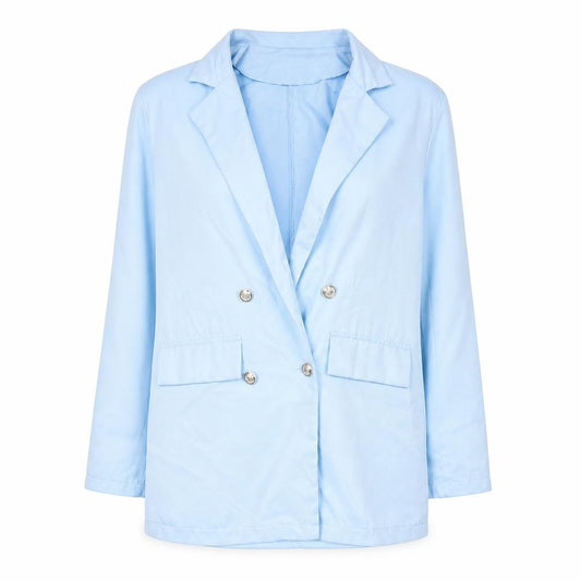 Front view of Preworn women’s blue jacket blazer, size UK 12