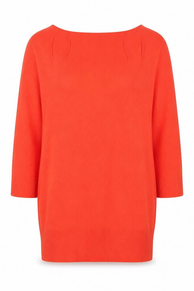 Front view of F&F women’s red boat neck viscose jumper, size UK 8