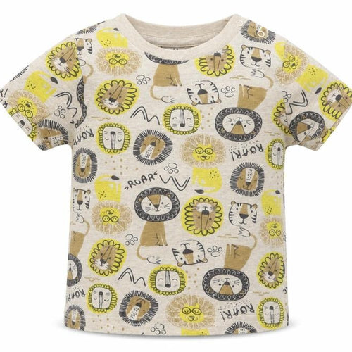 Peacocks Boys Multicoloured Geometric Cotton Basic T-Shirt Size 12 Months Round Neck  - Zoo Anmials