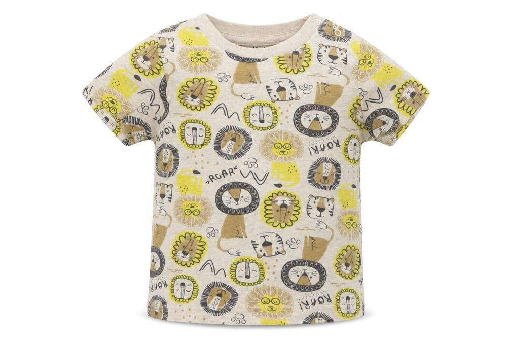 Peacocks Boys Multicoloured Geometric Cotton Basic T-Shirt Size 12 Months Round Neck  - Zoo Anmials