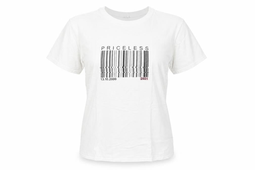 anastasia knightsworth Womens White Cotton Basic T-Shirt Size M Round Neck - Priceless