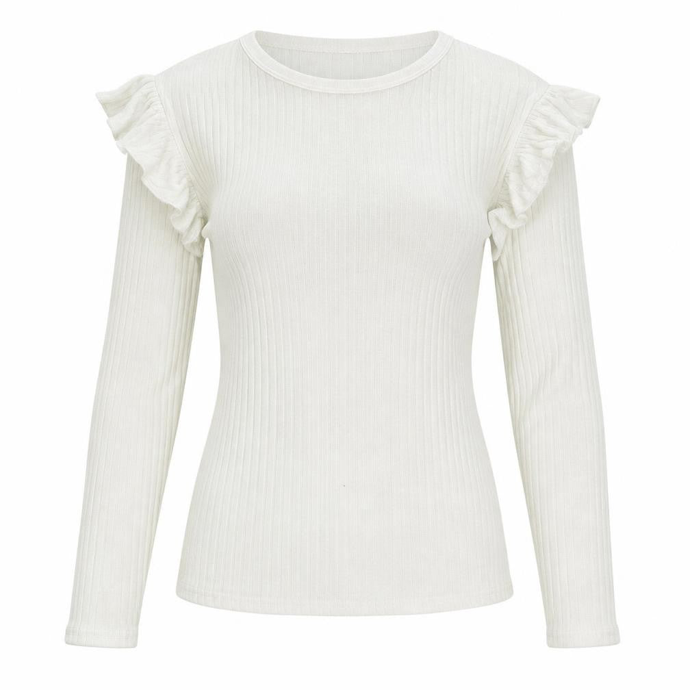 Front view of New Look women’s white crew neck polyester jumper, size UK 10