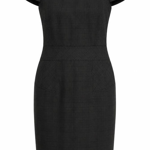 Shop Direct Womens Grey Check Polyester Pencil Dress  Size 10  Round Neck Zip