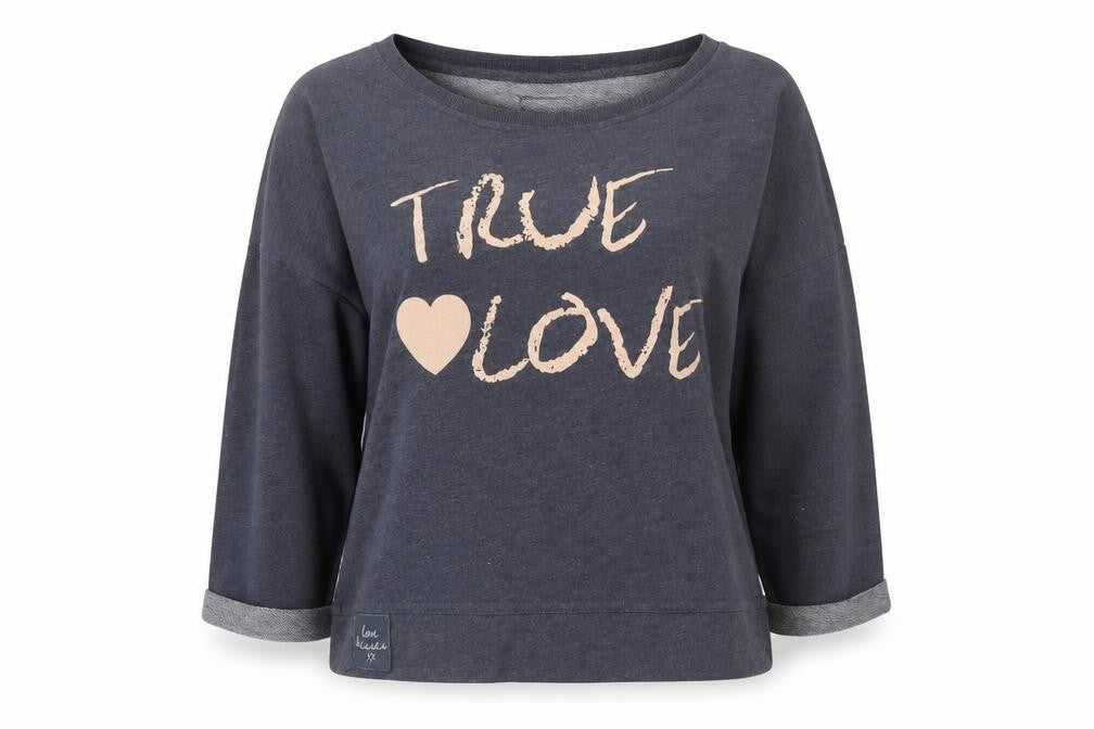 Front view of Atmosphere women’s blue round neck cotton jumper, size UK 16