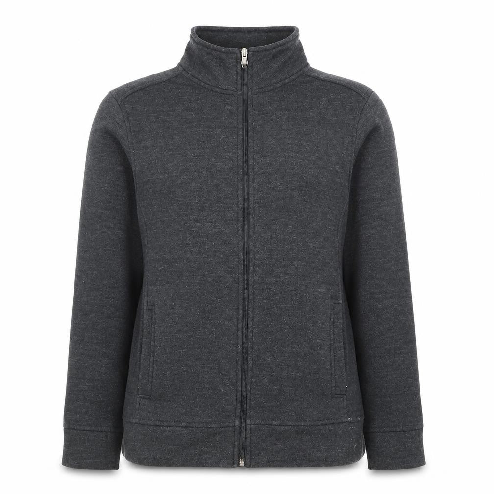Front view of Bonmarché women’s grey polyester full zip sweatshirt, size S