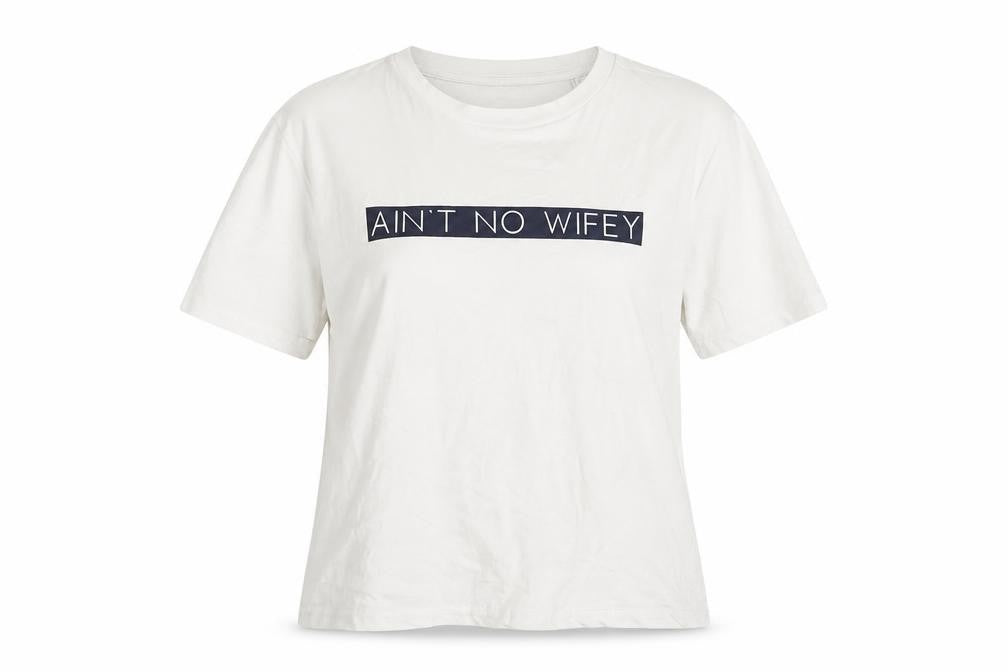 Front view of The Paper Press women’s white cotton basic t-shirt, size M, round neck