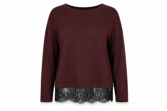 Front view of F&F women’s red round neck viscose jumper, size UK 10