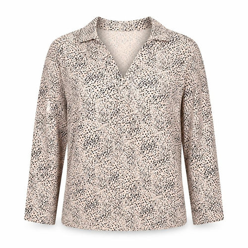 Nw Look  Womens Beige Animal Print Polyester Jersey Blouse Size 14 V-Neck