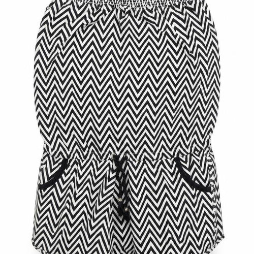Ocean Club Womens White Striped Polyester Bodysuit One-Piece Size 10   - Zigzag