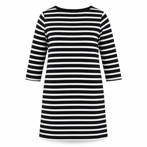 Amazon Womens White Striped Viscose T-Shirt Dress  Size M  Round Neck