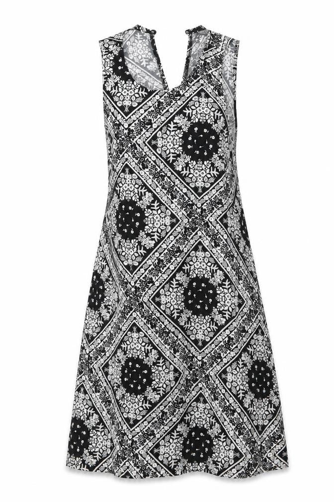 Front view of Atmosphere women’s white floral polyester a-line, size UK 10, round neck