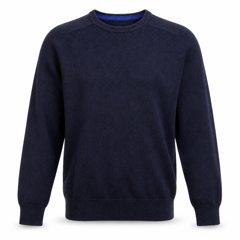 Front view of Classics men’s blue cotton pullover sweatshirt, size S