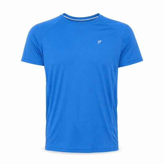 Front view of Primark men’s blue polyester basic t-shirt, size S, round neck pullover
