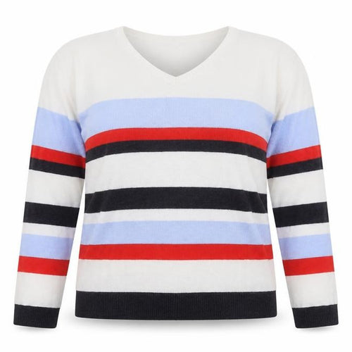 Marks & Spencer Womens Multicoloured Round Neck Striped Viscose Pullover Jumper Size 14