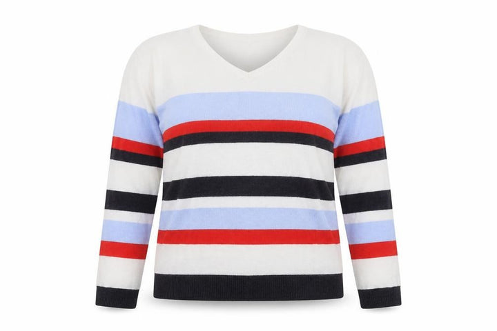 Marks & Spencer Womens Multicoloured Round Neck Striped Viscose Pullover Jumper Size 14