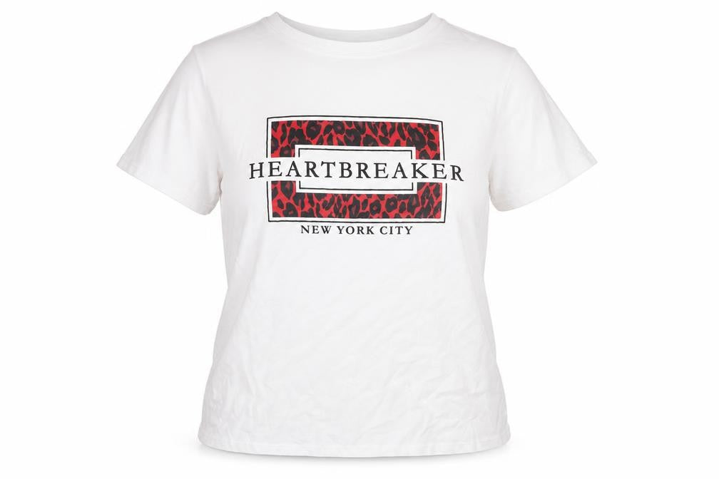 New Look Womens White  Cotton Basic T-Shirt Size 10 Round Neck - New York City Heartbreaker