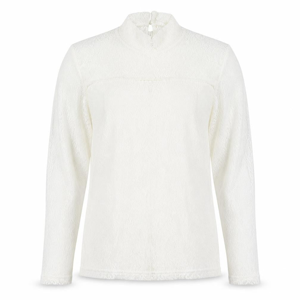 Front view of Kaffe women’s white round neck floral polyimide jumper, size L