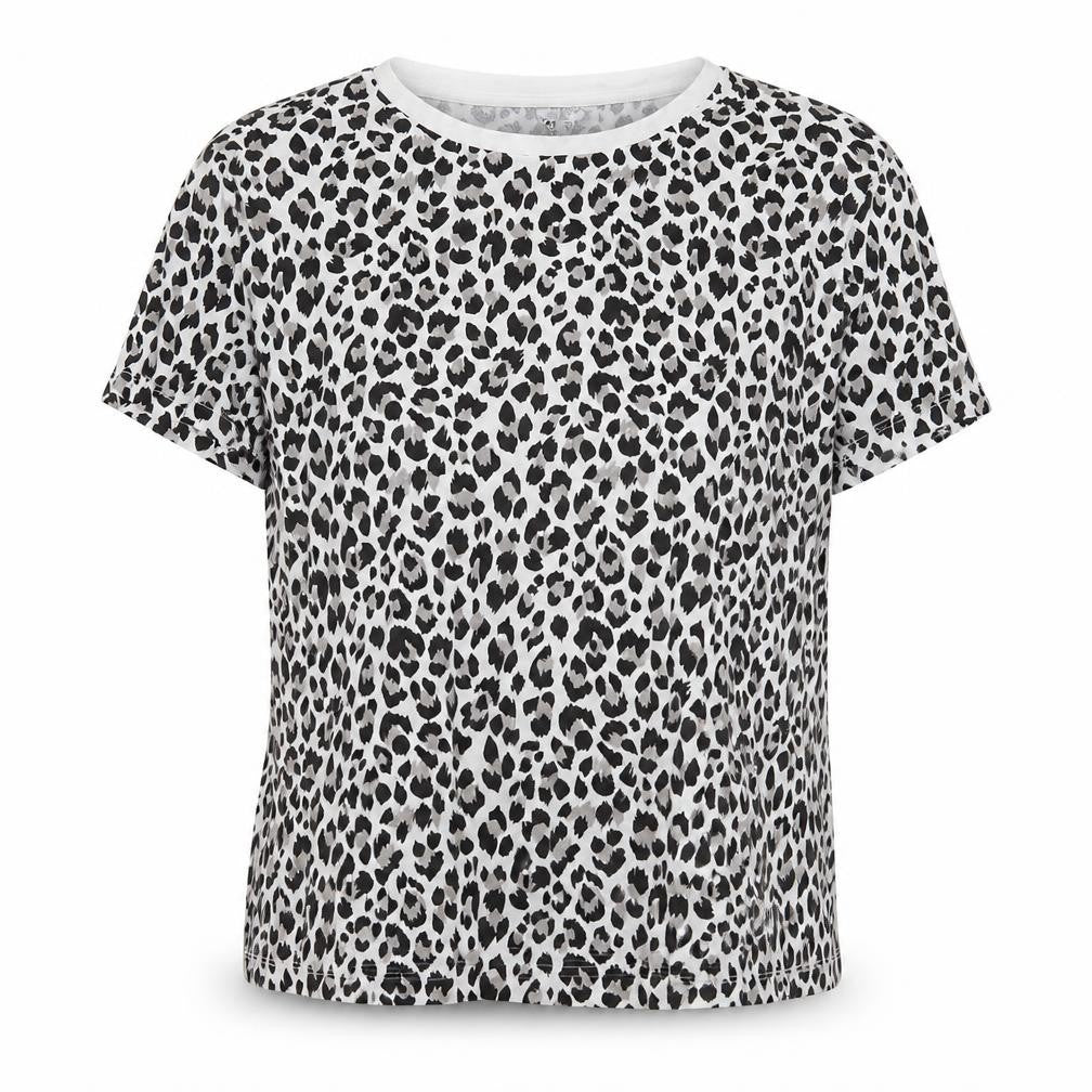 Divided by H&M Womens Black Animal Print Cotton Basic T-Shirt Size M Round Neck