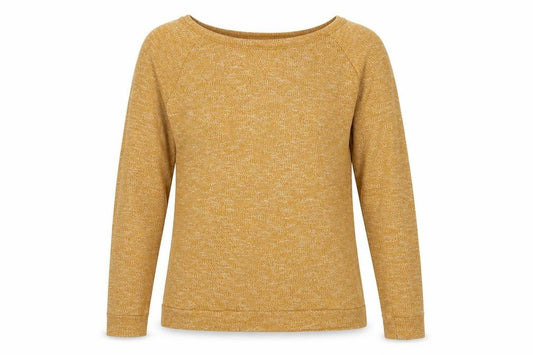 Front view of Shana women’s yellow polyester basic blouse, size S, boat neck