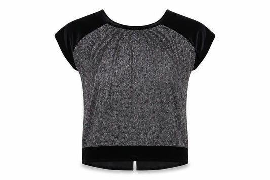 Front view of Oasis women’s silver polyester basic blouse, size XS, boat neck