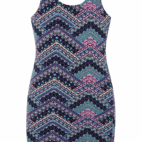 New Look Womens Multicoloured Geometric Cotton A-Line  Size 12  Round Neck