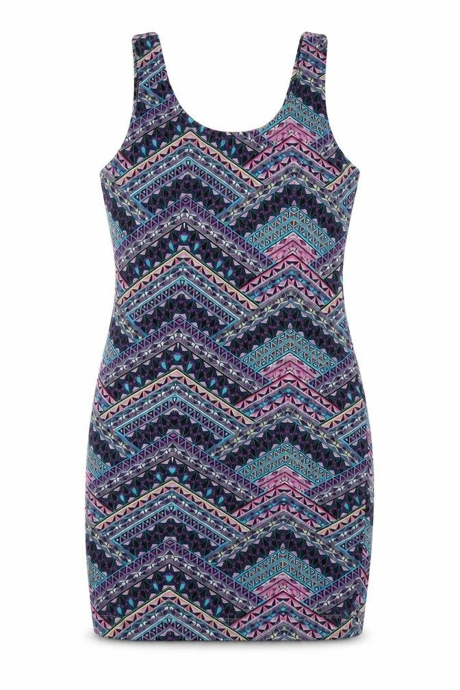 New Look Womens Multicoloured Geometric Cotton A-Line  Size 12  Round Neck
