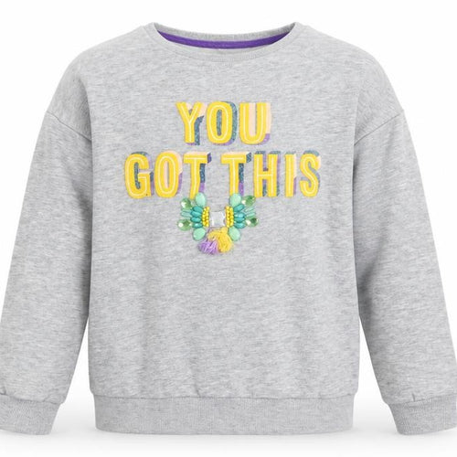 Marks & Spencer Girls Grey Cotton Pullover Sweatshirt Size 9-10 Years - You Got This