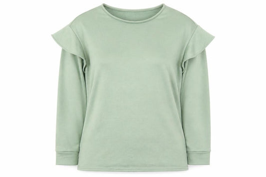 Front view of Evans women’s green polyester pullover sweatshirt, size UK 14