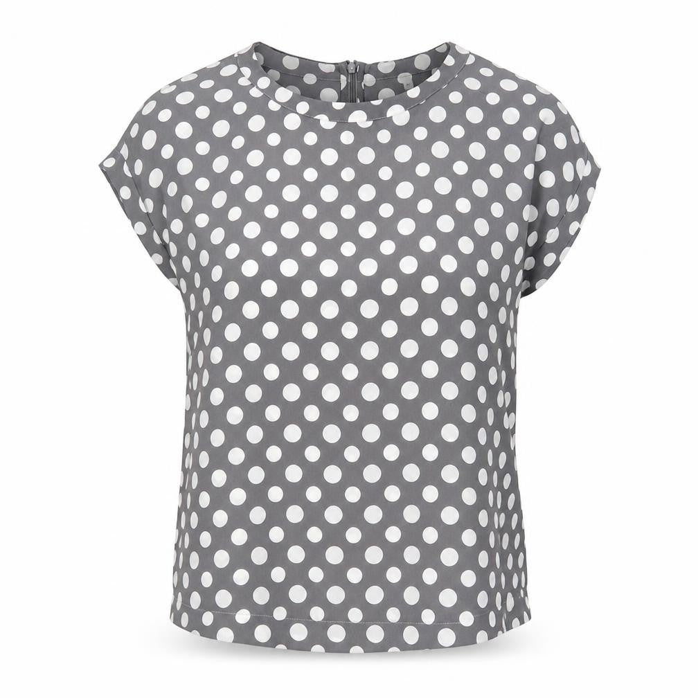 Next Womens Grey Polka Dot Polyester Basic Blouse Size 8 Round Neck