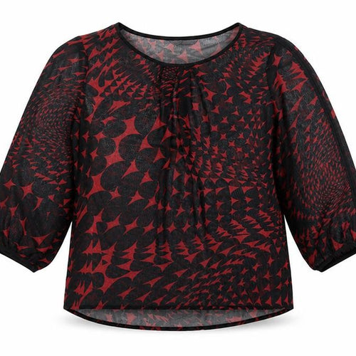 Marks & Spencer Womens Red Polyester Tunic Blouse Size 12 Round Neck