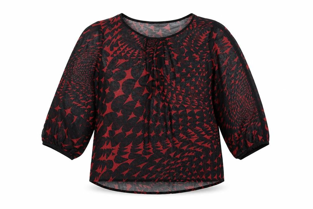Marks & Spencer Womens Red Polyester Tunic Blouse Size 12 Round Neck