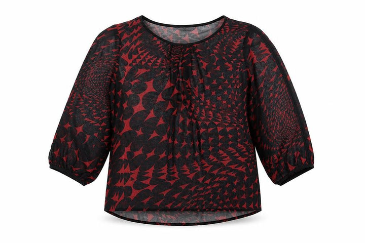 Marks & Spencer Womens Red Polyester Tunic Blouse Size 12 Round Neck
