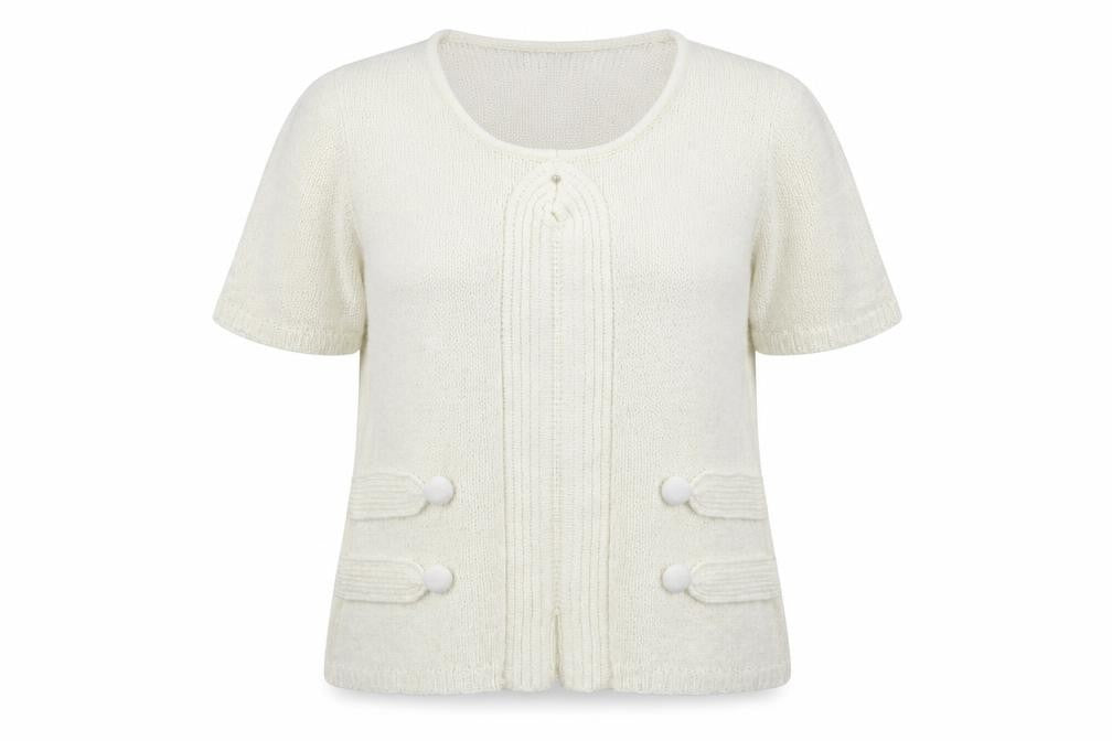 Front view of Stephen women’s ivory round neck acrylic jumper, size L