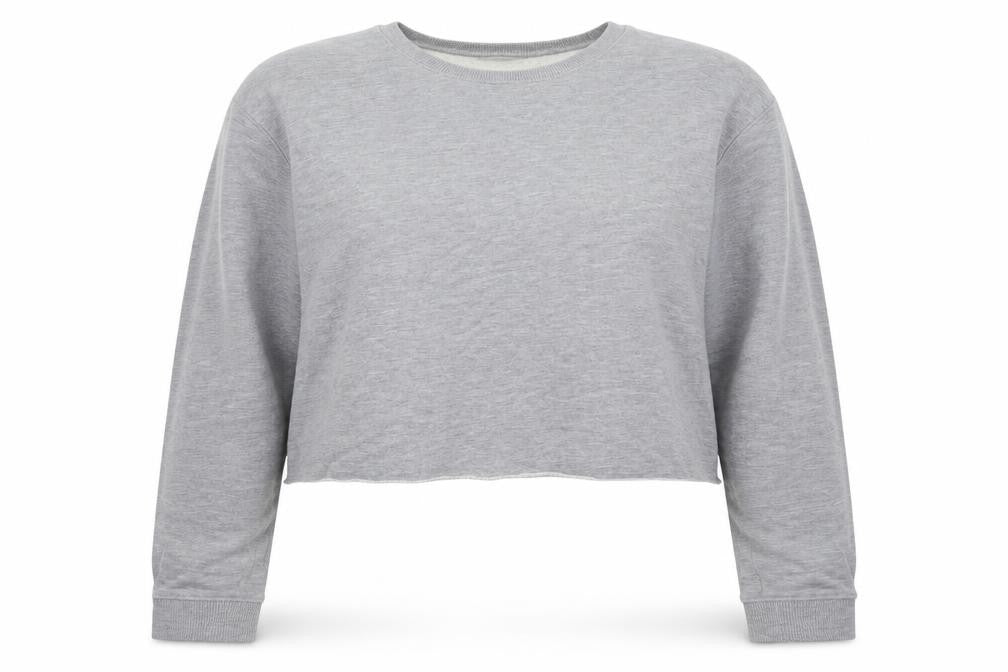 Front view of Miss Selfridge women’s grey cotton pullover sweatshirt, size UK 16, pullover