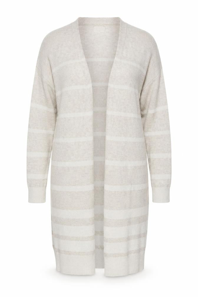 Cape Daisy Womens Beige V-Neck Striped Cotton Cardigan Jumper Size XS