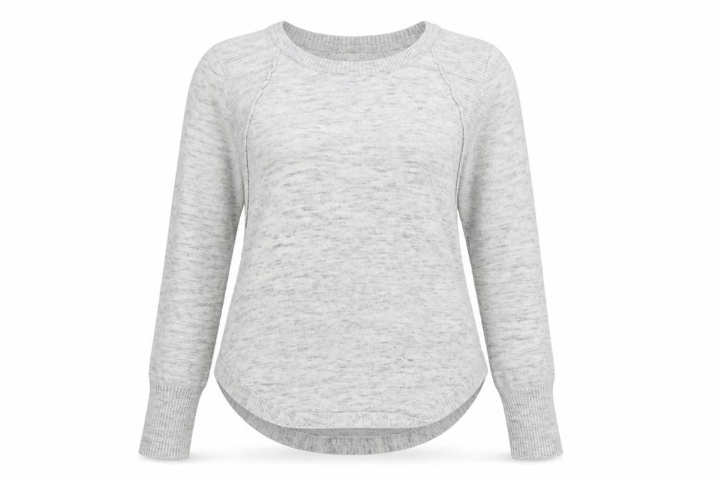 Front view of RD Style women’s grey round neck viscose jumper, size S