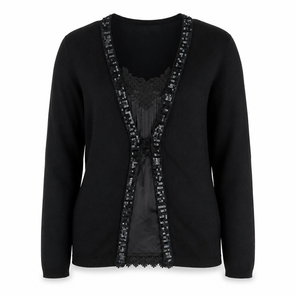 Front view of George women’s black round neck viscose jumper, size UK 10