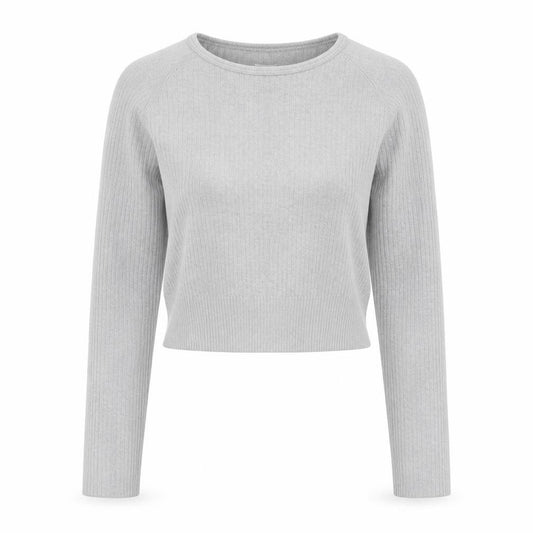 Front view of Preworn women’s grey polyamide basic t-shirt, size M, round neck pullover