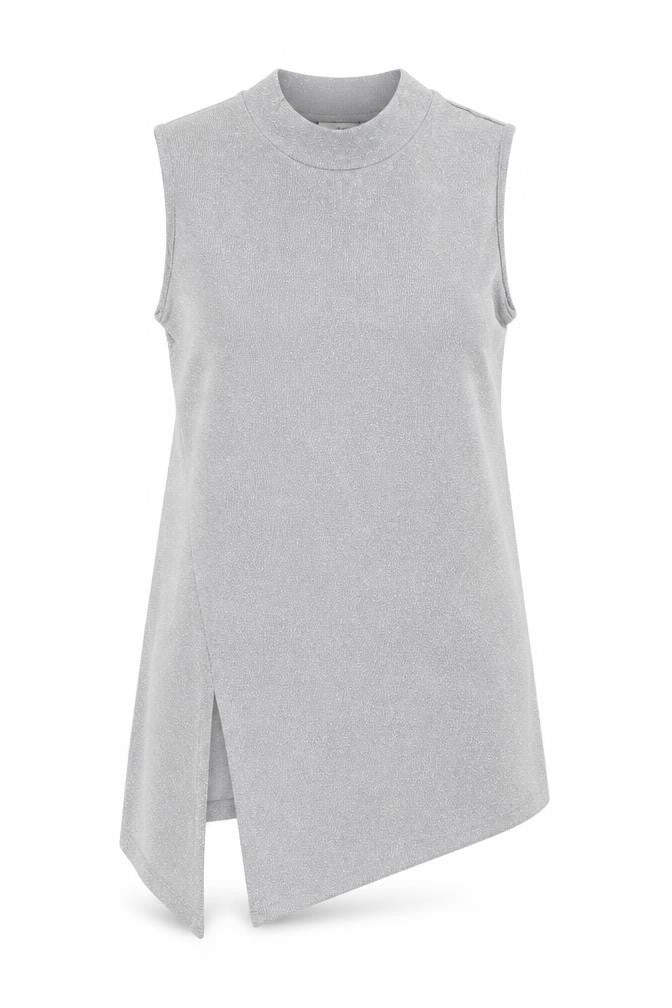 Front view of Next women’s silver mock neck viscose jumper, size UK 14