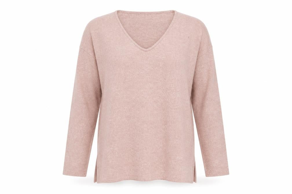 Front view of Dorothy Perkins women’s pink round neck polyester jumper, size UK 10