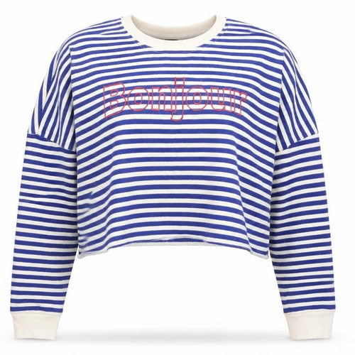 Primark Womens Blue Round Neck Striped Cotton Pullover Jumper Size 12 - Bonjour