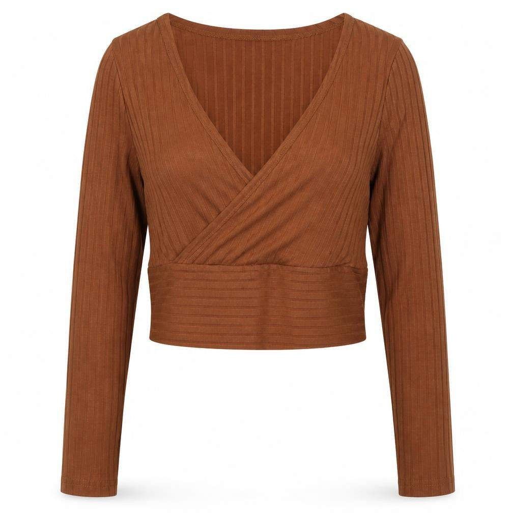 Front view of SHEIN girls’ brown round neck polyester jumper, size M