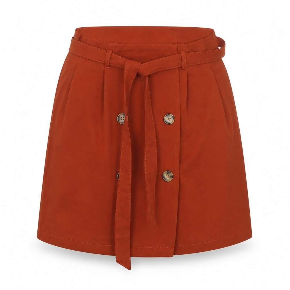 Front view of Primark women’s orange polyester a-line skirt, size UK 10