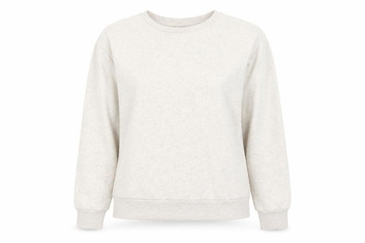 Front view of Atmosphere women’s beige round neck polyester jumper, size UK 10