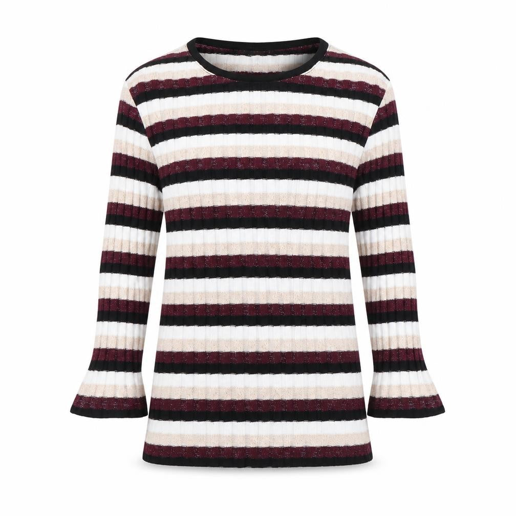 F&F Kids Girls Multicoloured Round Neck Striped Polyester Pullover Jumper Size 10-11 Years
